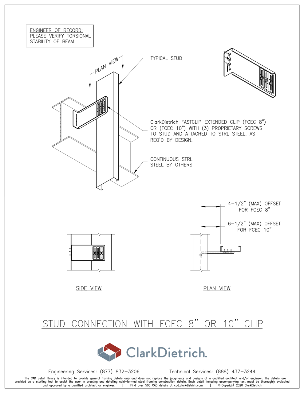 Stud Connection Bypass FCEC8" or 10"