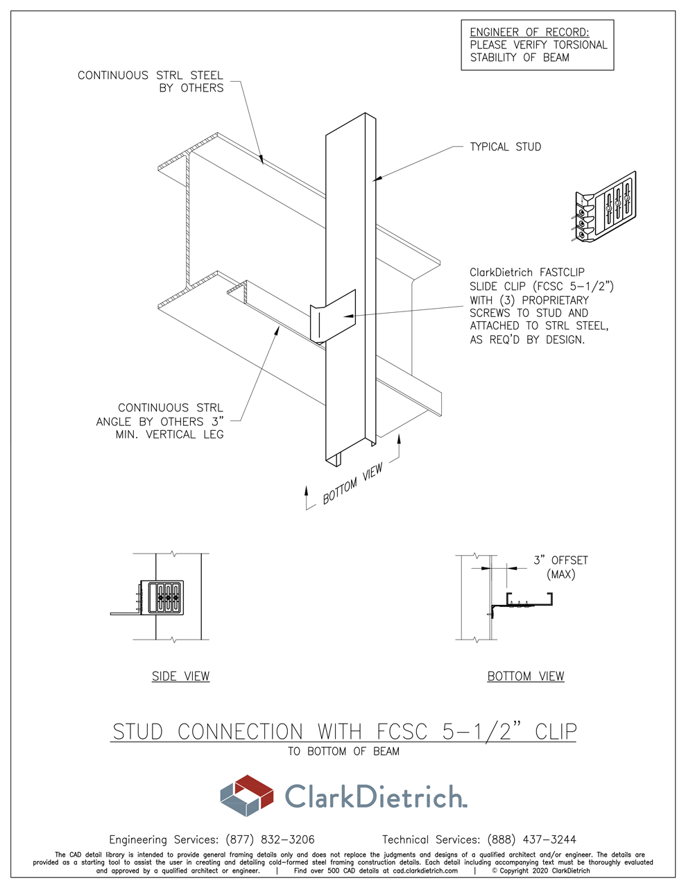 Stud Connection Bypass FCSC-550 Bottom Of Beam